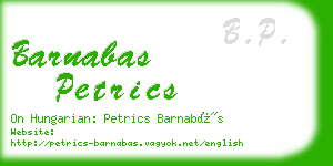 barnabas petrics business card